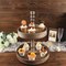 BROWN 20" Round 2 Tier Wooden CUPCAKE STAND Dessert Serving Tray